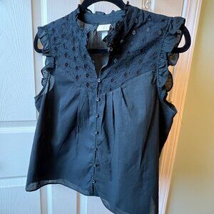 black sleeveless cotton top